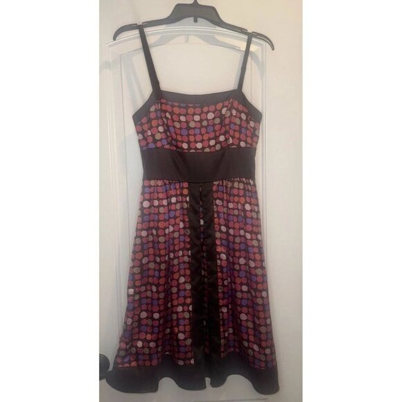 THE LIMITED Colorful Polka Dot Spaghetti Strap Knee Length Dress Sz 10 Pockets - Picture 1 of 10